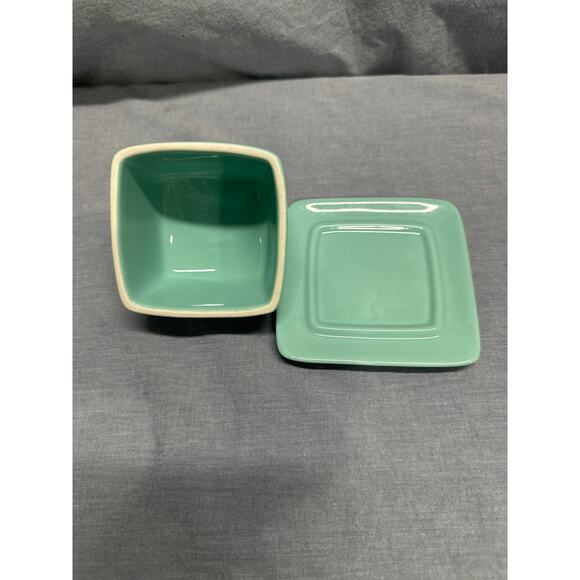 Stoneware 4.5" Square Butter Dish with Lid- Eggshell Blue - Picture 5 of 5